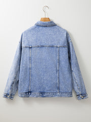 Beau Blue Vintage Washed Flap Pockets Jeansjacka - Dammode Bild 8 - Miniatuur