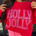 Red Christmas Slogan Graphic Plaid Contrast Two-piece Pant Set - Foto 2