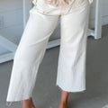White Raw Hem Ankle-length Loose Jeans - Foto 4