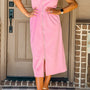 Pink V Neck Sleeveless Double Zip Shift Midi Dress