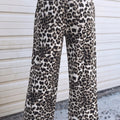 Black Leopard Print Drawstring Jogger Jeans - Damesmode Afbeelding 2 - Foto 2