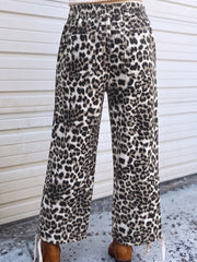 Black Leopard Print Drawstring Jogger Jeans - Women's Fashion Image 2 - Miniatuur