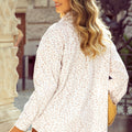Beige Leopard Print Flap Pockets Buttoned Corduroy Shacket - Damesmode Afbeelding 2 - Foto 2