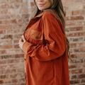 Gold Flame Velvet Flap Pockets Drop Shoulder Casual Shacket - Foto 3