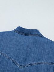 Tasche Western Patch Blu Vela Camicia di jeans a maniche lunghe - Miniatuur