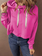 Påserosa Solid Shoulder Dragsko Kort hoodie - Miniatuur