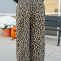 Khaki-Leopardenmuster mit Kordelzug, elastische Taille, lockere Jeanshosen mit Taschen - Foto 2