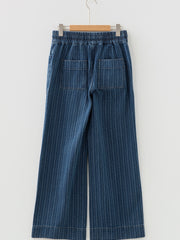 Jeans larghi a strisce blu con corda a contrasto - Moda femminile immagine 8 - Miniatuur
