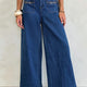 Sail Blauw Hardware Decor Gepatchte Taschen Weit beinte Jeanshosen