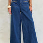 Sail Blue Hardware Decor Gepatchte Taschen Weit beinte Jeanshosen