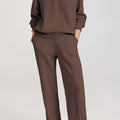 Dark Brown Solid Collared Sweatshirt and High Waist Pants Active Set - Foto 2