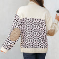 Khaki Leopard Waffle Quilted Patchwork Button Front Jacket - Foto 2