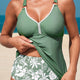 Four Leaf Clover O-ring Knot Back Straps Ricrac Trim V-Hals Tankini Contrast Printed Swim Short 2pcs Set