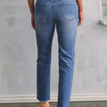 Sky Blue Double Button Raw Hem Slim Fit Jeans - Foto 6