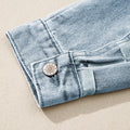 Beau Blue Denim Checkered Pattern Patchwork Womens Casual Jacket - Damesmode Afbeelding 6 - Foto 6