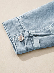 Beau Blue Denim kariertes Patchwork Damen-Casual-Jacke – Damesmode Afbeelding 6 - Miniatuur