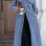 Longline Button-Front Denim Jacket