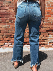 Ashleigh Blue High Waist Frayed Hem Flare Jeans - Damesmode Afbeelding 4 - Miniatuur