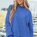Dunkelblauer Oversize-Pullover mit Cut-Shoulder Reversible Mock-Neck-Pullover - Foto 2