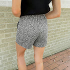 Gray Leopard Print Wrap Front Denim Shorts - Thumbnail