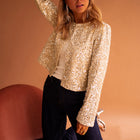 Black Sequined Open Front Cropped Jacket - Damesmode Afbeelding 6 - Thumbnail