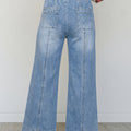 Beau Blue Drawstring Waist Wide Leg Ankle Length Jeans - Damesmode Afbeelding 2 - Foto 2