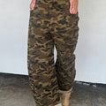 Multicolour Camouflage Print Retro Grommet Tie Waist Loose Jeans - Foto 2