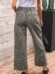 Gula leopardjeans med raka lösa ben - Miniatuur