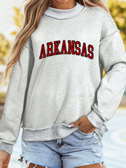 Hellgrauer ARKANSAS/AR doppelseitiger Pullover mit Mock-Neck-Reversibel - Miniatuur