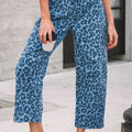 Sky Blue Leopard Print Barrel Leg Jeans - Foto 1