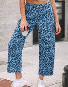Sky Blue Leopard Print Barrel Leg Jeans