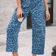 Sky Blauw Luipaardprint Print Barrel Leg Jeans