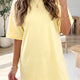 Yellow Cream Eyelet Embroidered Lace Splicing Sleeve Loose T Shirt Dress
