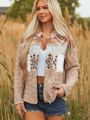 Giacca di moda occidentale patchwork in stile beige francese francese chiaro e trapuntato - Miniatuur
