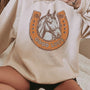 Beige GOOD LUCK Western Horse Print Oversized Pullover Comfortabele Trui
