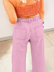 Détail latéral perlé rose Jeans amples fendus - Miniatuur