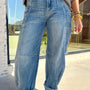Jeans a canne con polsette Blu Cielo Medium Wash