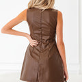 Black Vegan Leather Sleeveless Mini Dress - Damesmode Afbeelding 5 - Foto 5