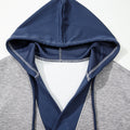Hellgrauer Farbblock-Patchwork-V-Hals-Kordelzug-Hoodie - Foto 4