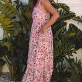 Rosa Blummen-Laced Strap Empire Waist Maxi Kleed - Foto 3