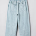 Himmelblaue Streifen-Jeans mit mittlerem Schnitt und Kordelzug - Foto 6