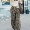 Khaki-Leopardenmuster mit Kordelzug, elastische Taille, lockere Jeanshosen mit Taschen - Foto 3