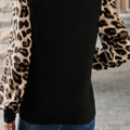 Khaki Leopard Sleeve Pumpkin Print Graphic Knit Top - Foto 5