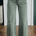 Jeans à quatre feuilles de trèfle, bordure brute légèrement vieillie, jambes larges - Foto 1