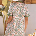 Multicolour Boho Geometric Flower Print Short Sleeve Loose Mini Dress - Foto 2