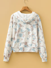 Beige Camouflage Print Relaxed Drawstring Hoodie - Women's Fashion Image 5 - Miniatuur