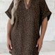 Bruin Luipaardprint Print Contrast Collar V-Hals Mini Jurk