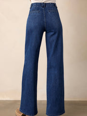 Snavsede blå Daily Fashion Straight Leg Mid-rise Shift Jeans - Miniatuur