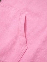Sachet rose uni, veste à capuche à cordon nervuré - Miniatuur