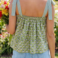 Gréng Blummen-gedréckte Knuetriemen Babydoll Tanktop - Foto 2